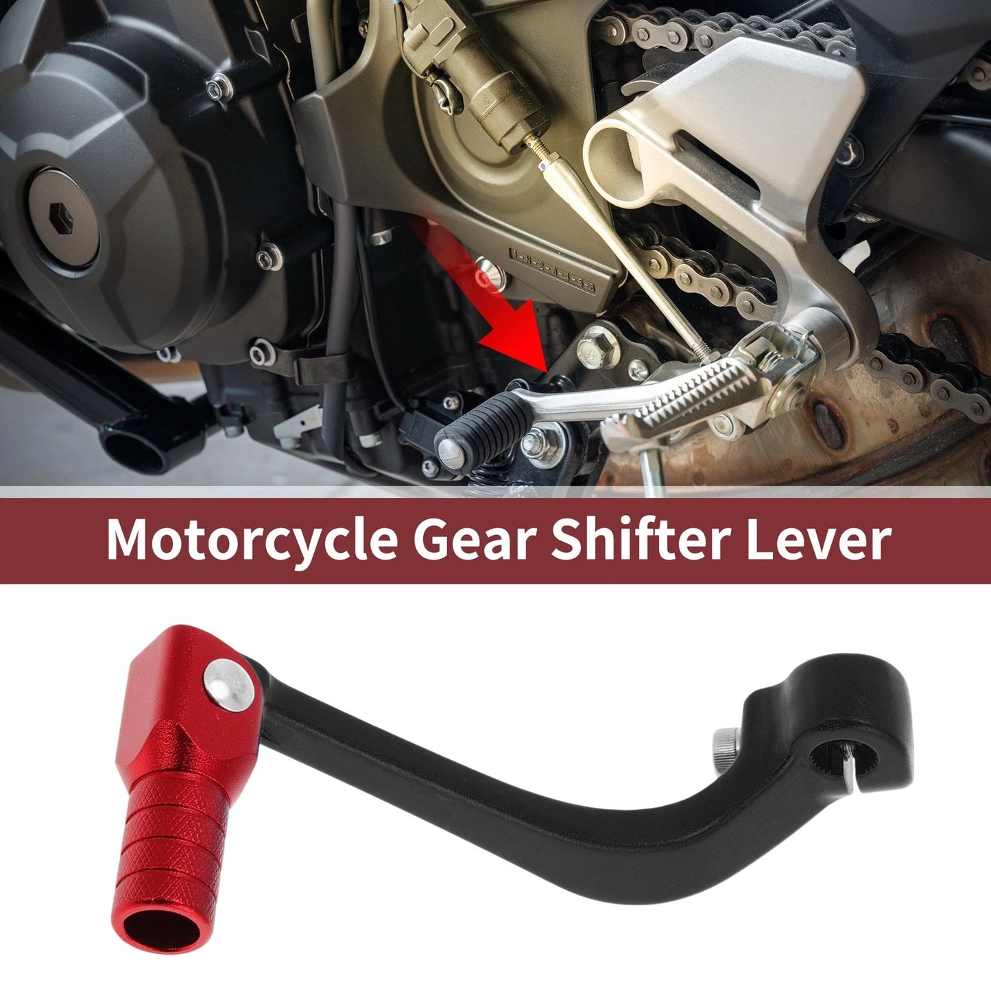 Folding Motorcycle Gear Shifter Lever for Honda CRF110F (2013-2018) Black Red