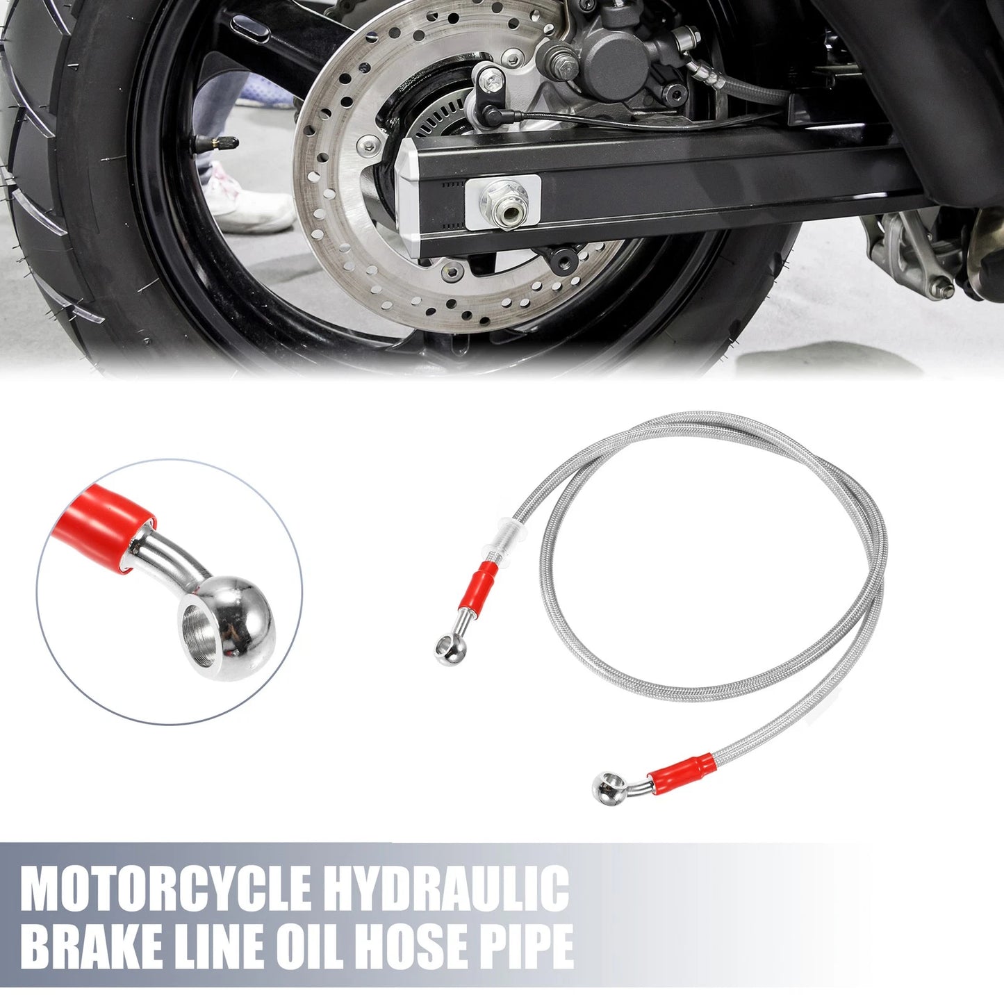 Brake Line / 110cm / Oil Hose Pipe 28° 0° Silver Tone for Motorcycle