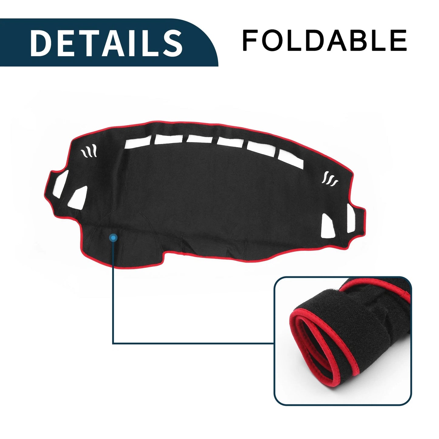 Dashboard Cover Mat for Suzuki Spacia MK32S (2013-2017) w/ Sticker Black Red
