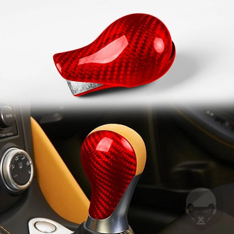 Red Real Carbon Fiber Gear Shift Knob Cover Trim for NISSAN 370z 2009-2018