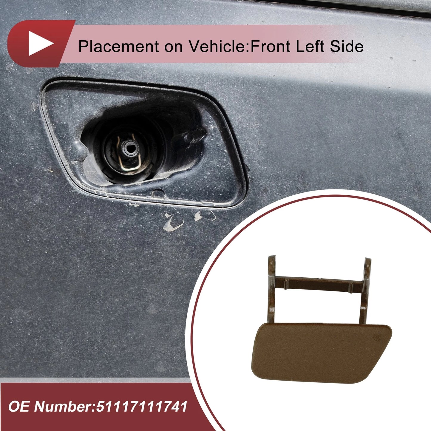 Bumper Headlight Washer Nozzle Cover for BMW 525i (2004-2005) Brown