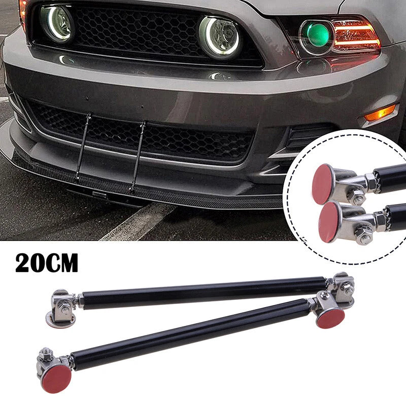 Adjustable Black Front Bumper Lip Splitter Strut Rods