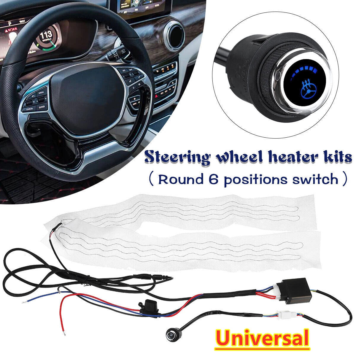 12V Steering Wheel Heater for Car/Truck Adjustable Heating Winter Heated Pad