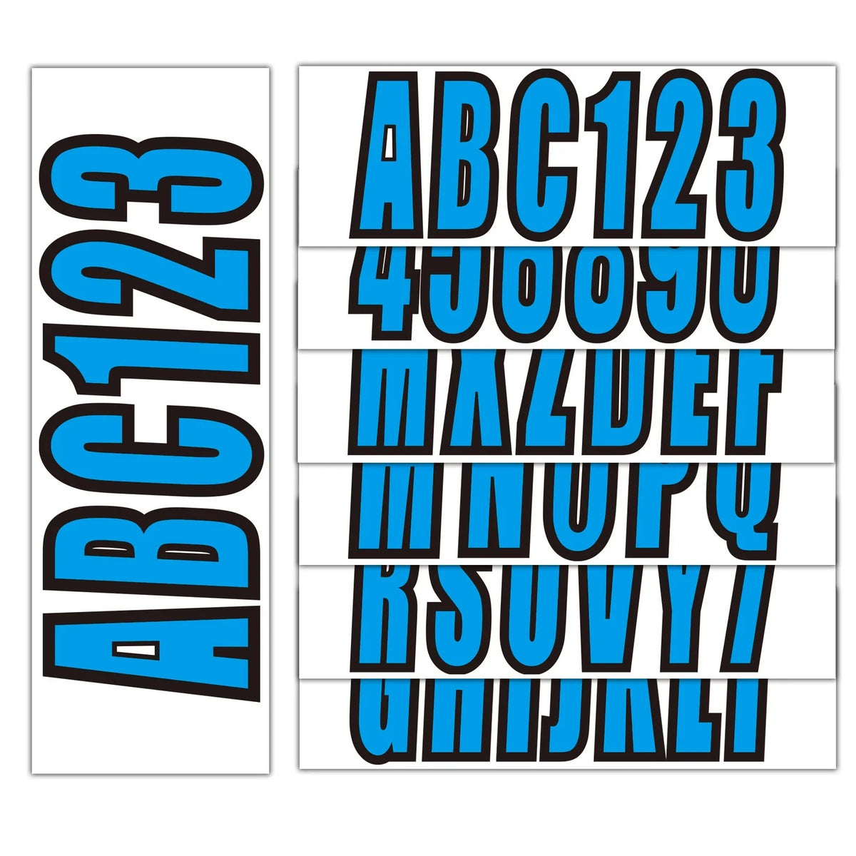 Custom 3" Blue Boat Registration Numbers & Letters 4-Pack for Boats/Jetskis