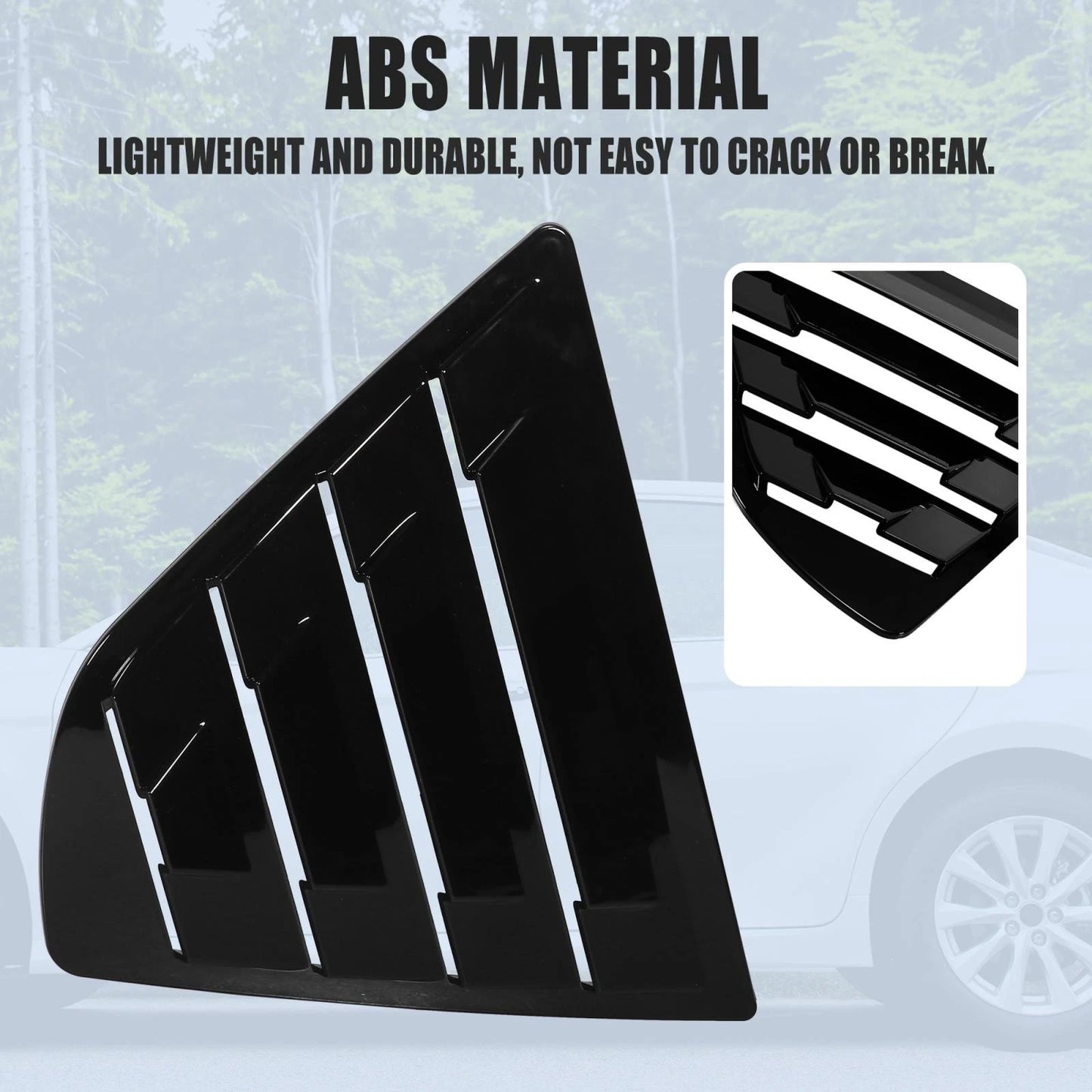 Glossy Black Rear Side Window Louver Covers for Toyota Camry