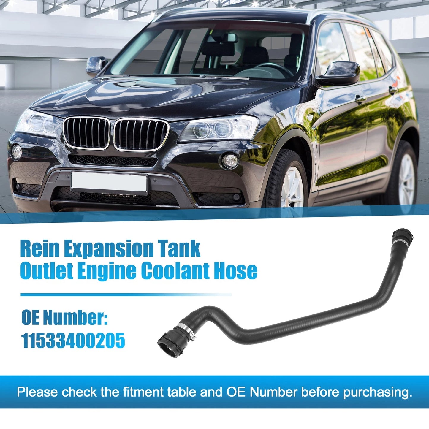 Expansion Tank Outlet Engine Coolant Hose for BMW X3 2.5L (2004-2010)