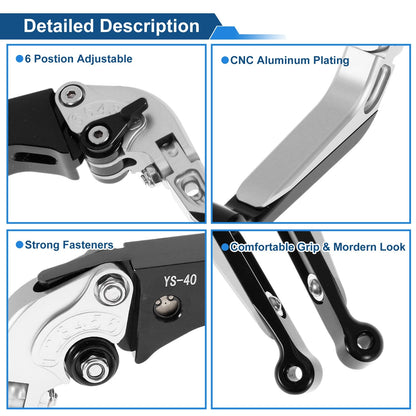 Adjustable Brake Clutch Levers for Honda CBR600RR (2003-2016) Silver Black