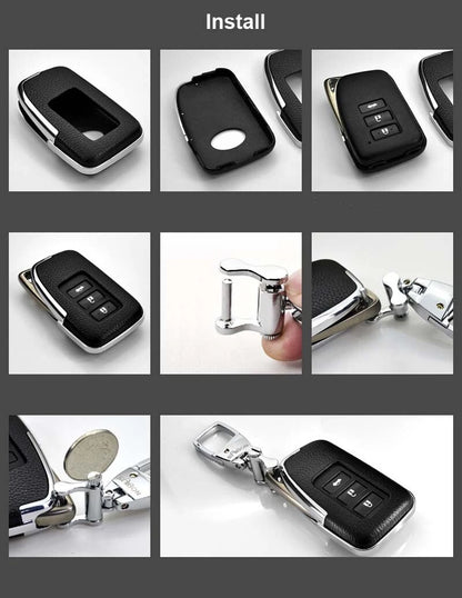 Car Leather FOB Key Cover Remote Case W/Keychain Fit For Lexus IS ES GS MX
