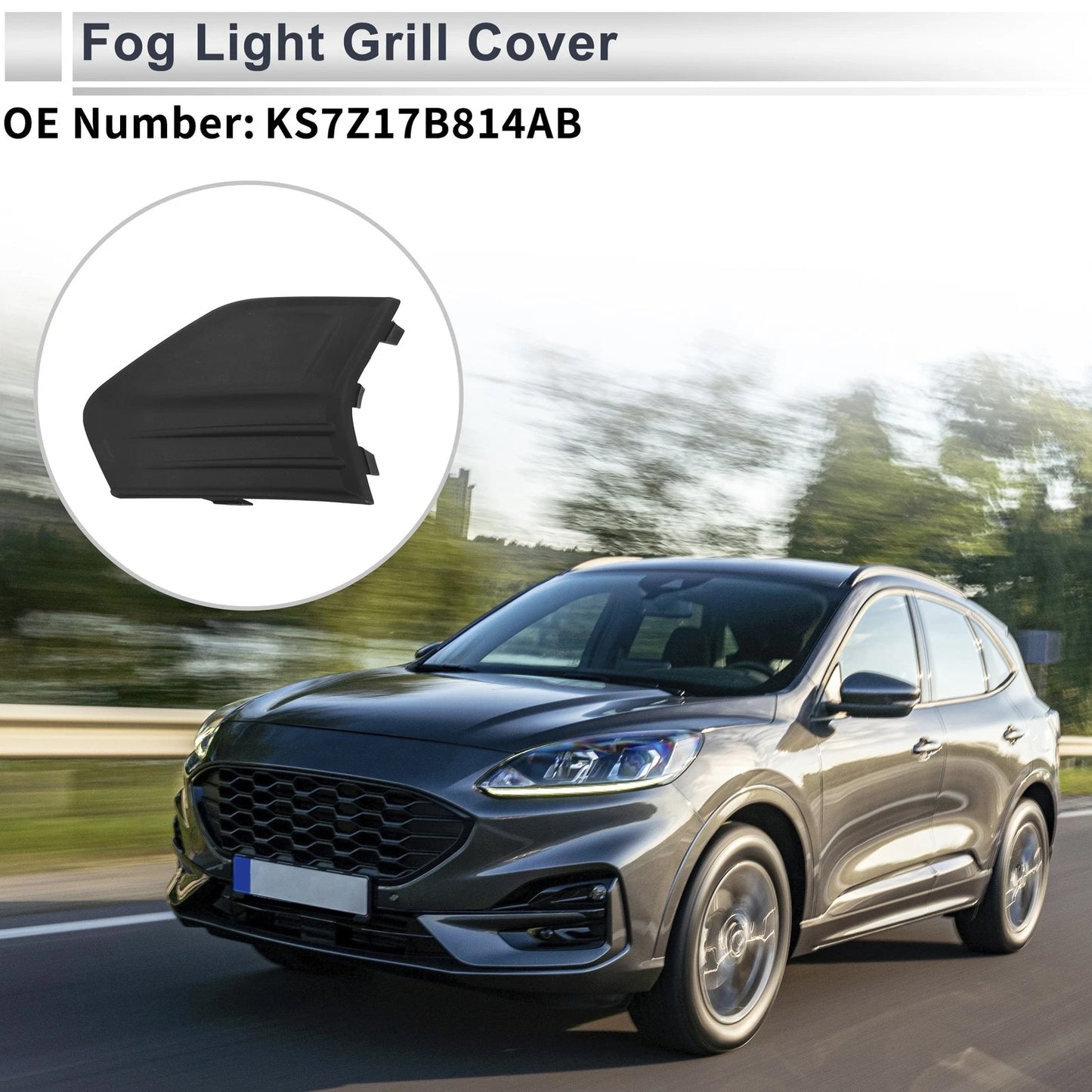 Front Left Fog Light Grill for Ford Fusion (2019-2020) - ABS Black