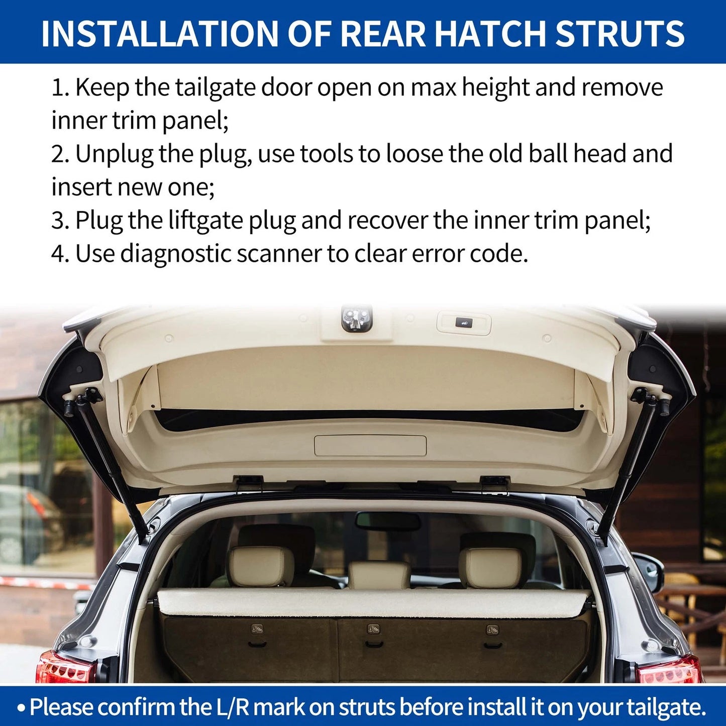 Rear Tailgate Power Lift Support for Ford Edge (2015-2018) 2 x Supports