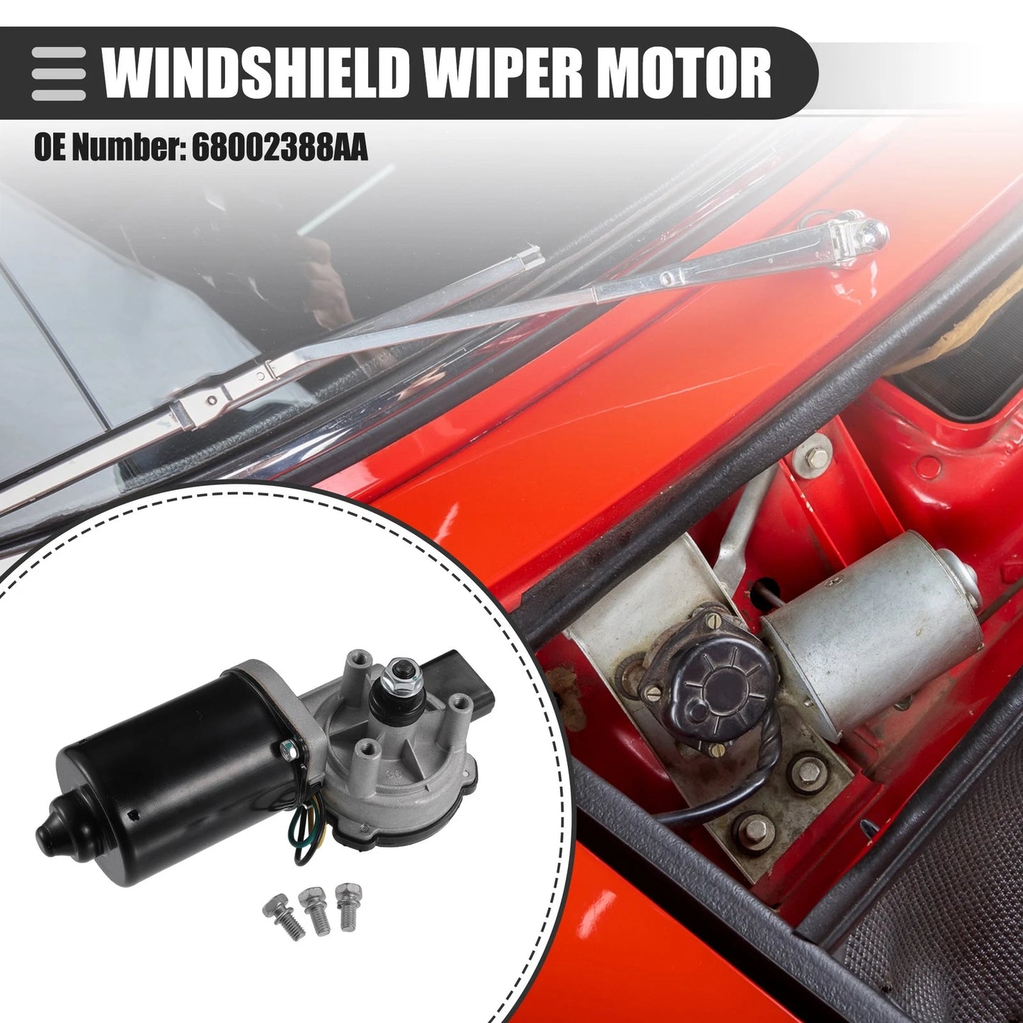 Windshield Wiper Motor for Jeep Wrangler 2007-2017 Black Metal