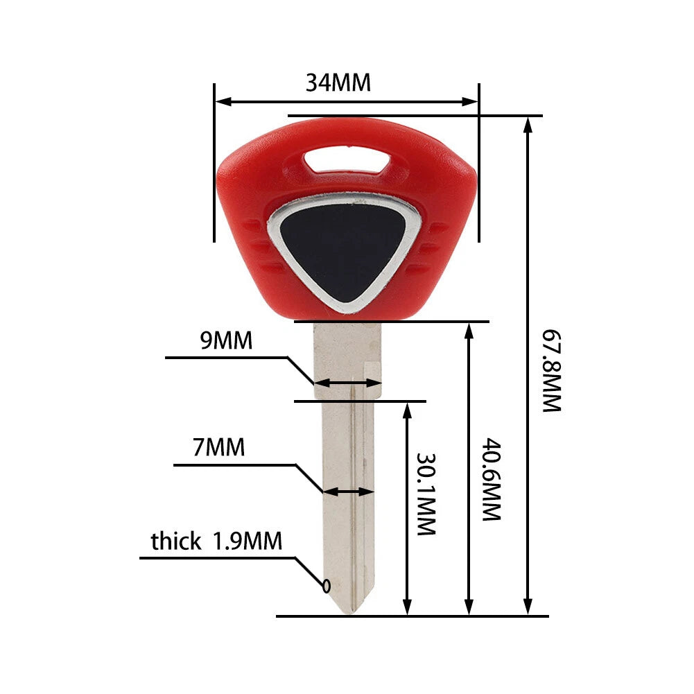 Red Uncut Blade Blank Key Replacement for Tiger 1050, Speed Triple 1050