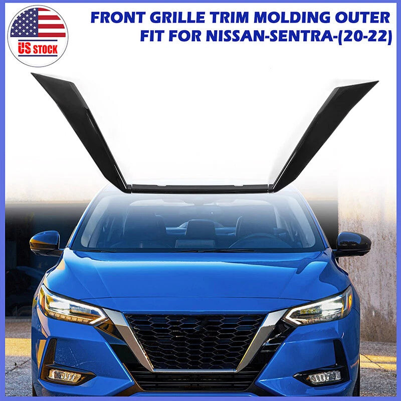 Gloss Black JDM Front Grill Frame Cover Trim for Nissan Sentra (2020-2023)