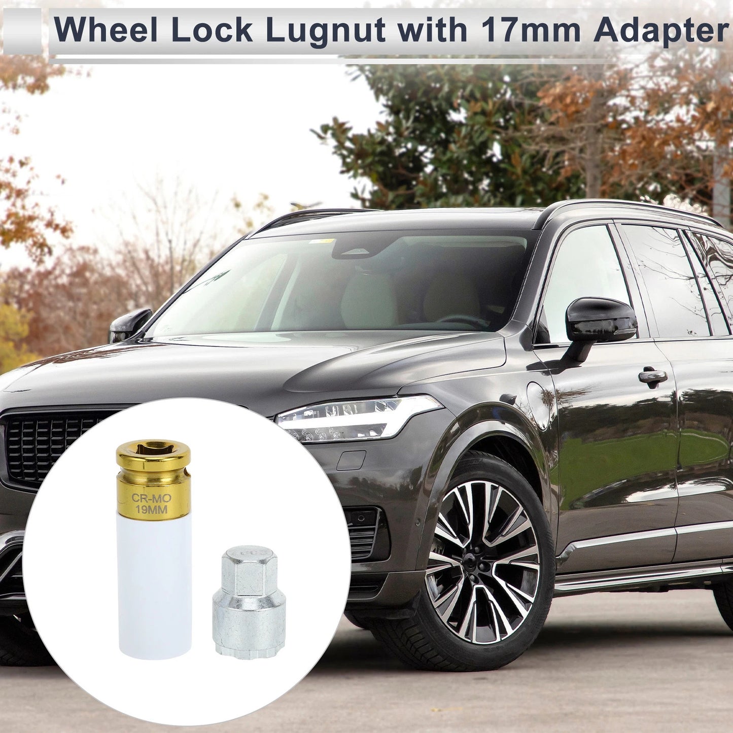 19mm Wheel Lock Lugnut & Adapter Key Socket for Volvo