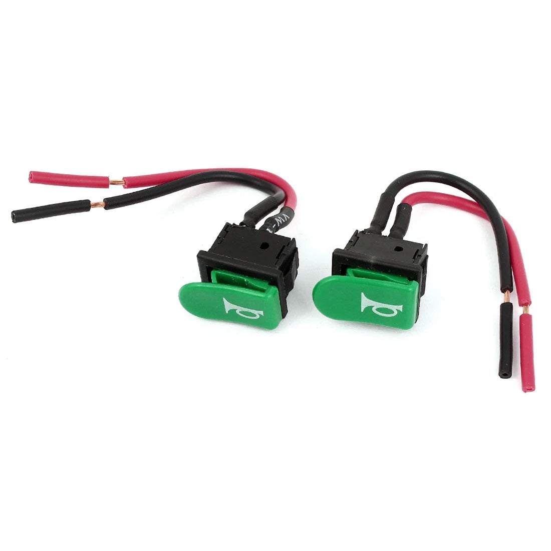 2 x Green Horn Button SPST Momentary 2-Leads Panel Mount Rocker Switches 12V