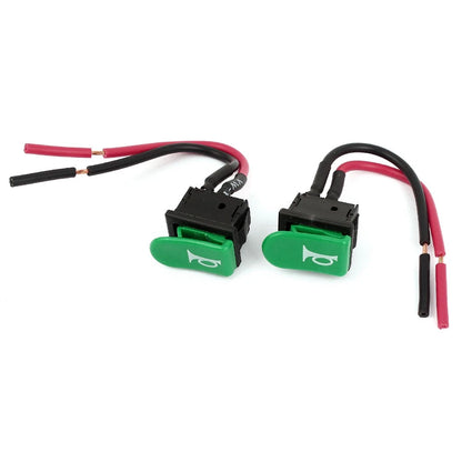 2 x Green Horn Button SPST Momentary 2-Leads Panel Mount Rocker Switches 12V