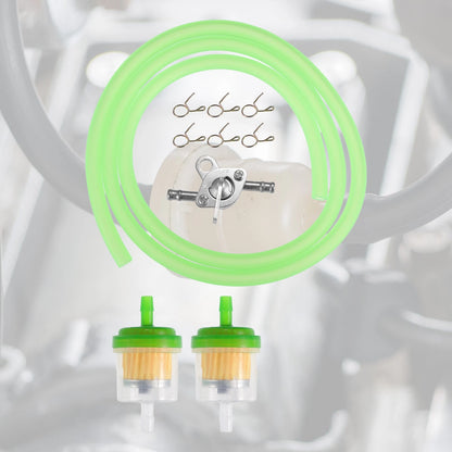 1x Motorcycle Fuel Line Clamps with 2 Fuel Filter for CRF50 70 90 ATV Green
