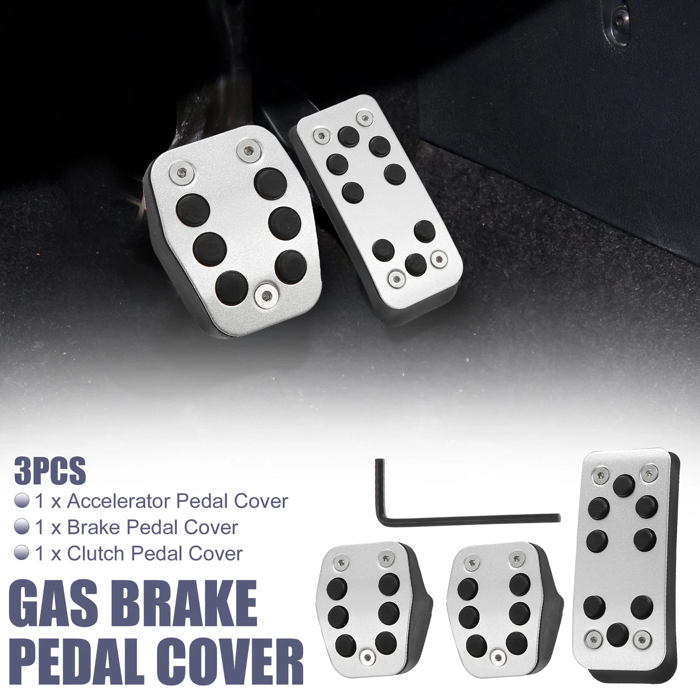 3 x Accelerator & Brake Pedal Covers for Ford Focus (2012-2018)