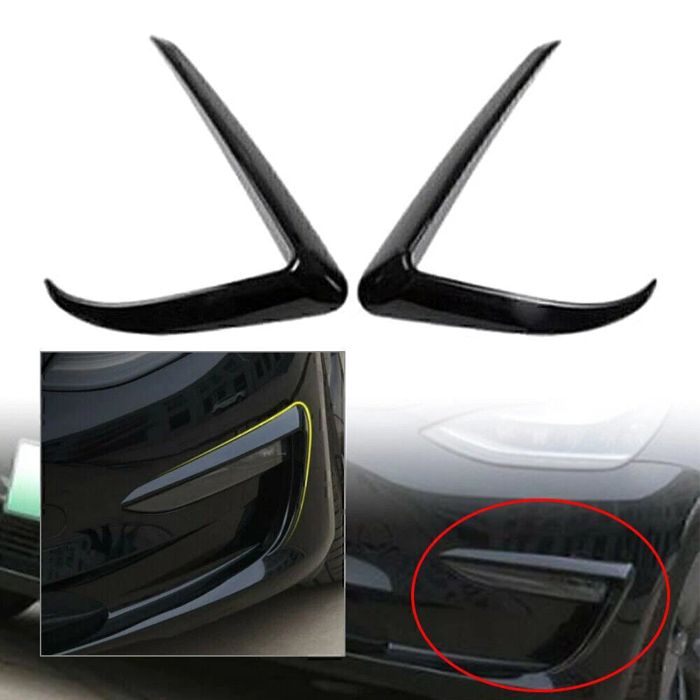 Front Fog Light Eyebrow Cover Trim for Tesla Model 3 (2017-2022) Black