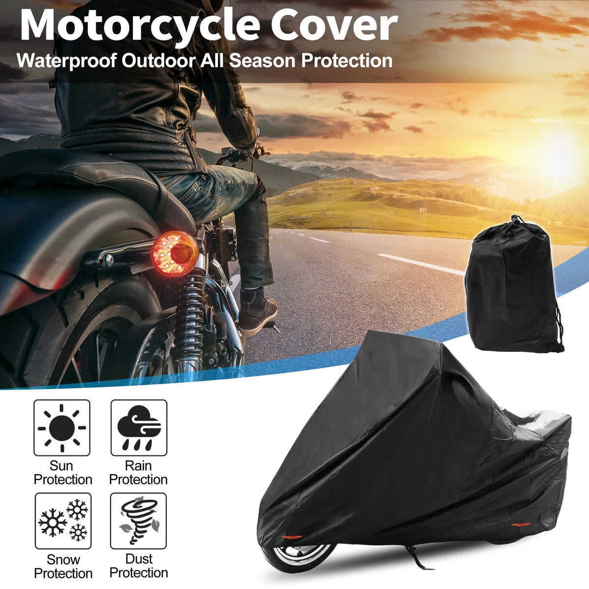 210D-PU Black Motorcycle Cover for Honda Super Cub 110 (2017-2023)