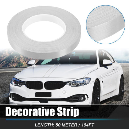 0.6" Width 164ft Decorative Strips Waterproof Silver Tone for Car Motorcycle