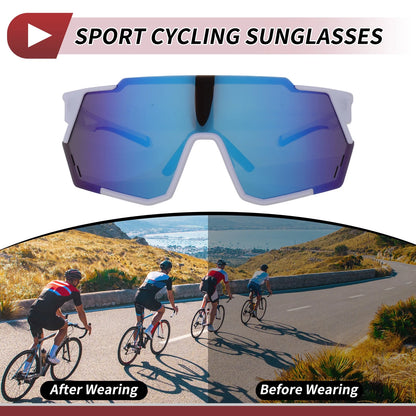1 Pc Motorcycle Riding Goggles Blue White Tri-Acetyl Cellulos PC