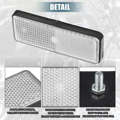 2 x Universal Rectangle Shape Reflector for Motorcycle Garbage Cans White