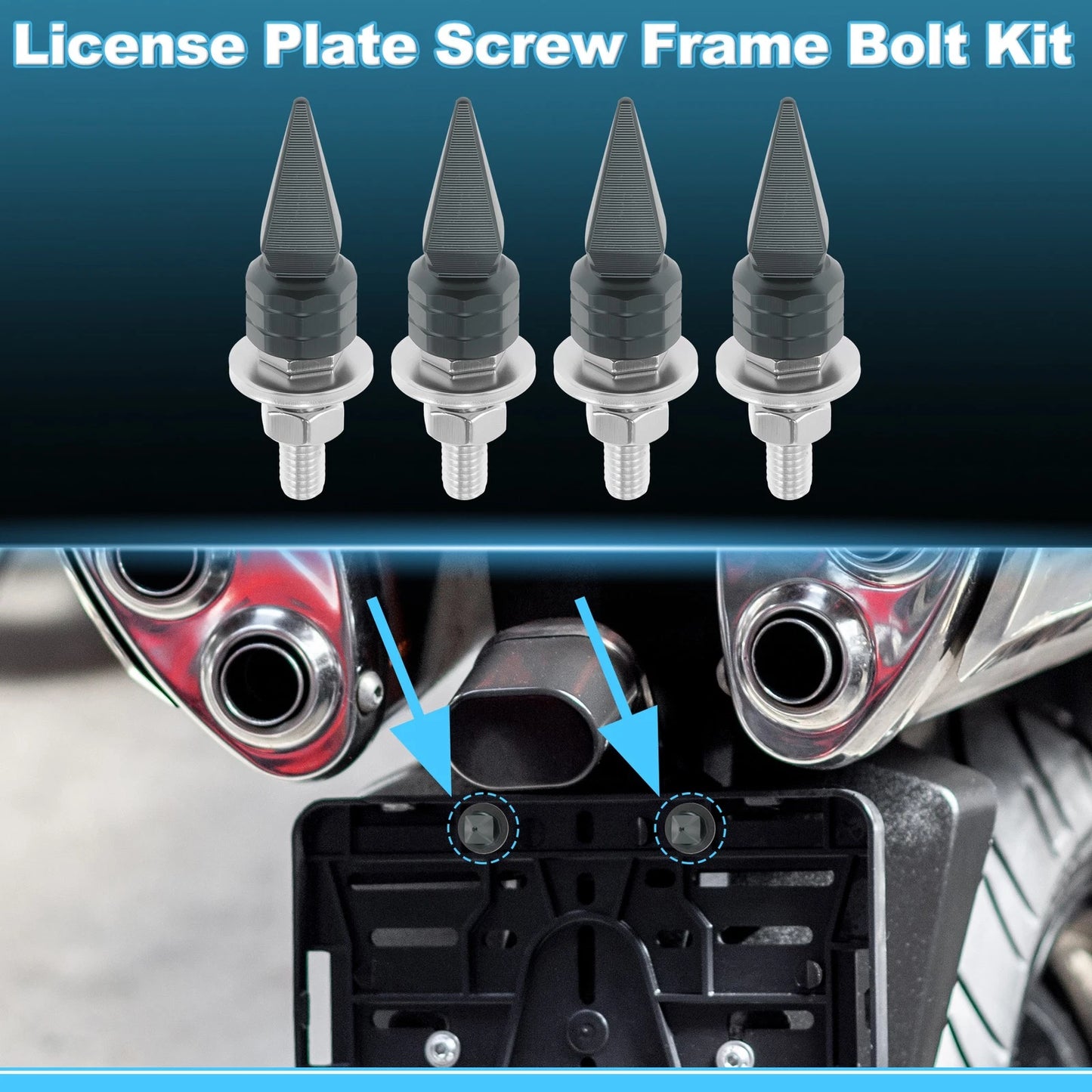 License Plate Screws Cover 5.4 cm Titanium Tone 4 pcs for Universal Motorcycle