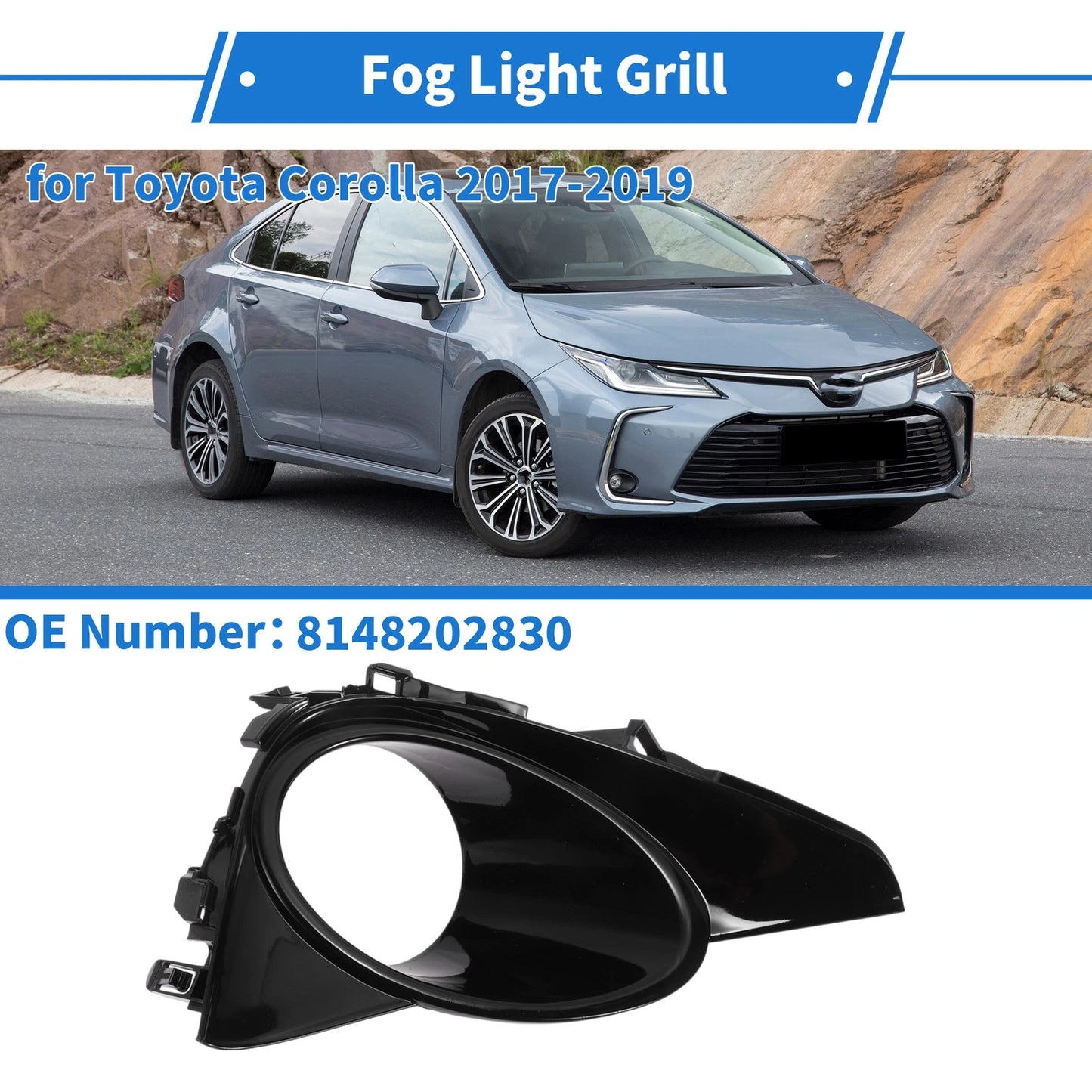 Front Left Fog Light Grill for Toyota Corolla (2017–2019)