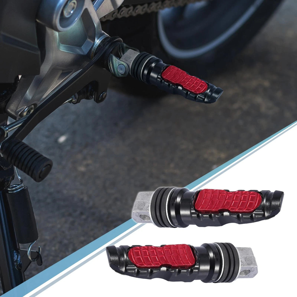 Pair 8.5mm Aluminum Aolly Rearsets Footrest Footpeg for Motorcycle Red
