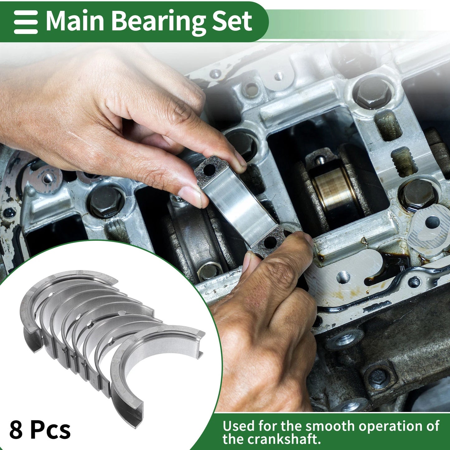 8 Pcs Main Bearing Set for Chevrolet Equinox (2005-2009)