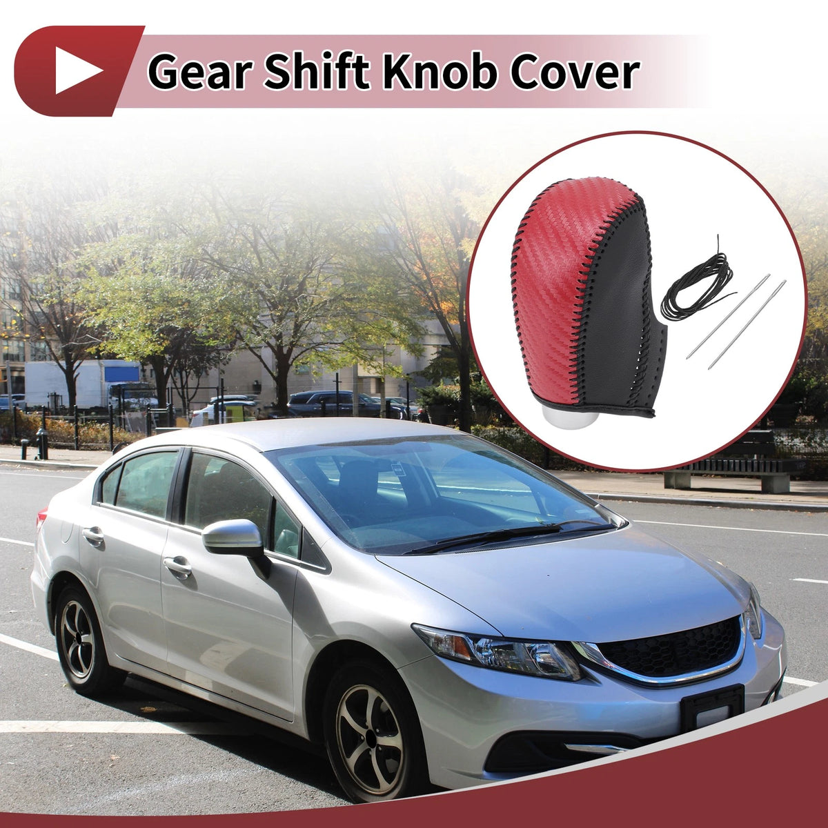 Red Carbon Fiber Gear Shift Knob Cover for Subaru Impreza (2012-2016)