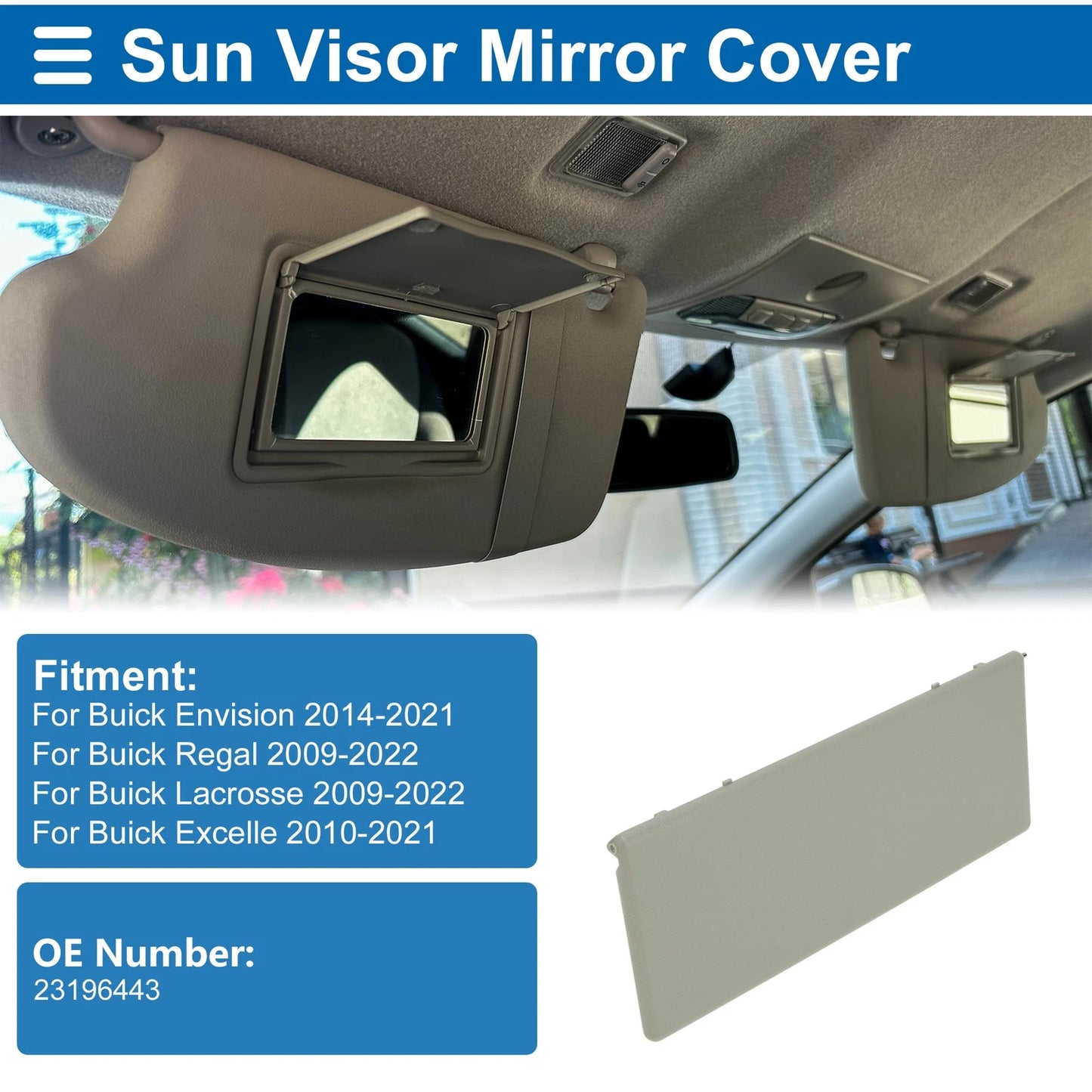 Sun Visor Mirror Cover for Buick Envision Light Beige (2014–2021)