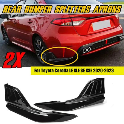 Glossy Black Rear Bumper Splitter Lip Protector 2 x for Toyota Corolla (2020-UP)