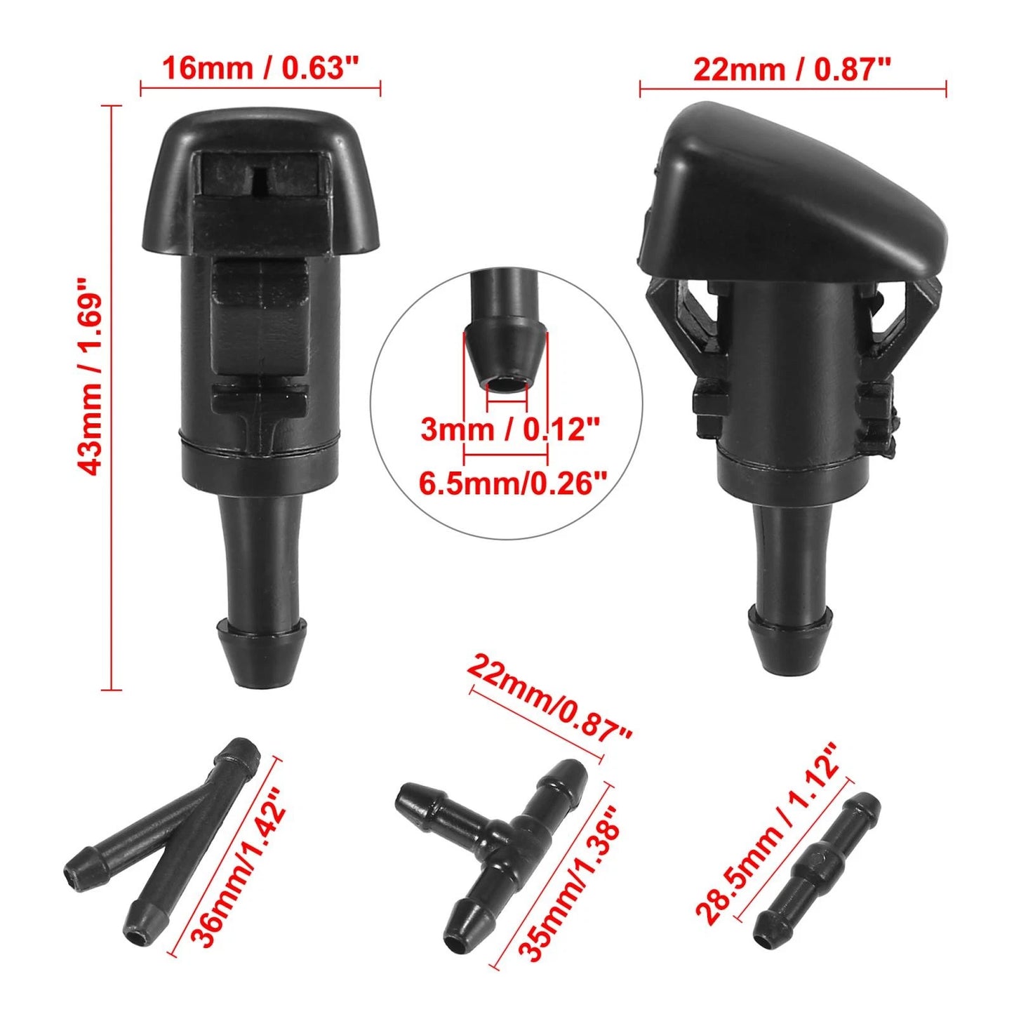 4 x Windshield Wiper Washer Nozzle Jets for Subaru Impreza (2008-2012)