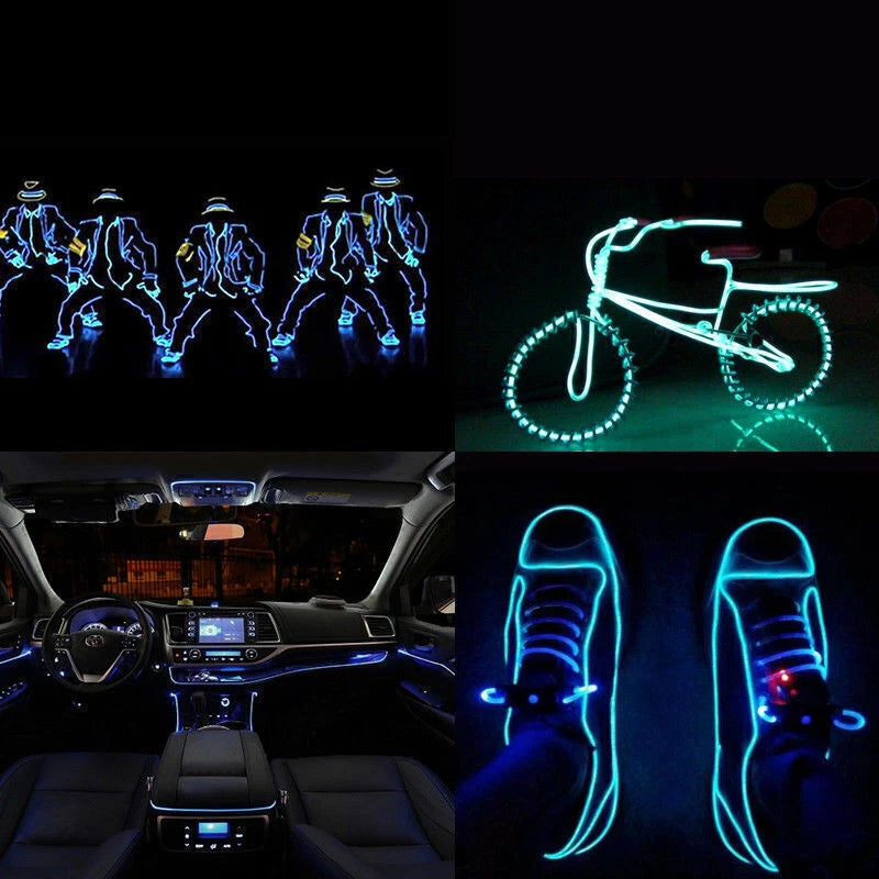 Green EL Wire 2M Neon Glowing Light for Party Halloween Christmas Decor