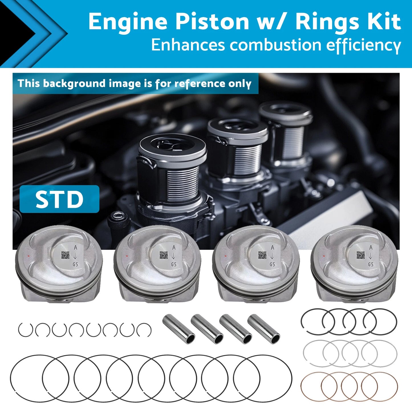Engine Piston w/ Rings for Kia Sorento, Optima, Hyundai Sonata 2.4L (2011-2020)