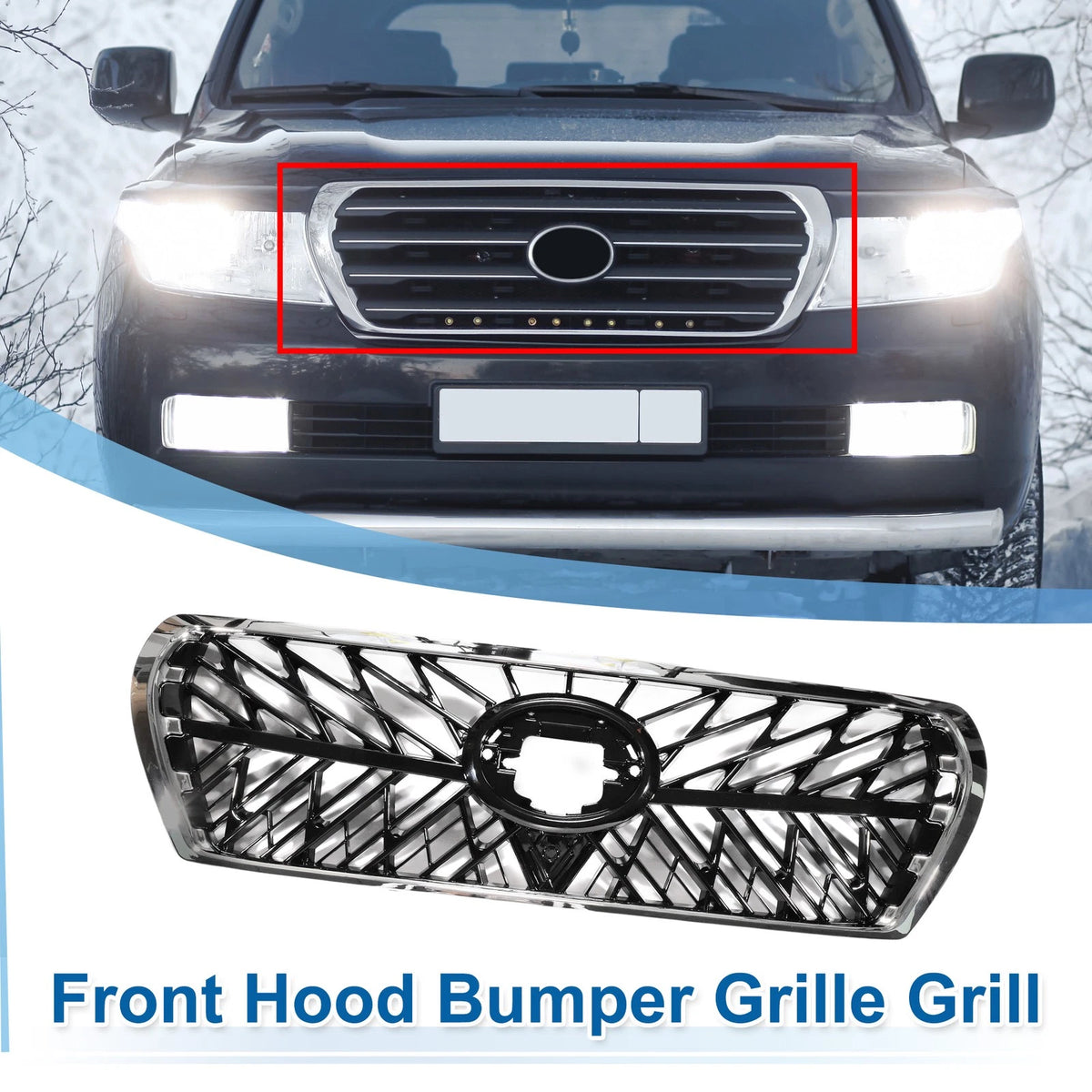 Front Upper Bonnet Bumper Grille for Toyota Land Cruiser LC200 (2008-2015)