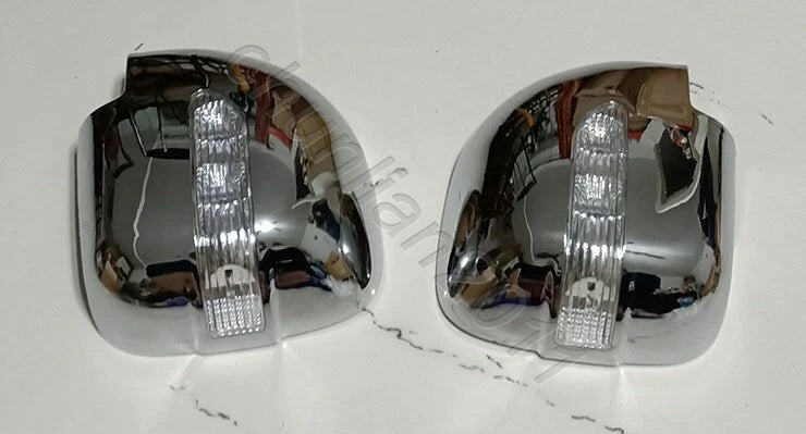 Chrome Side Mirror Cover Trim for Mitsubishi Montero 2001-2006 with LED Lights