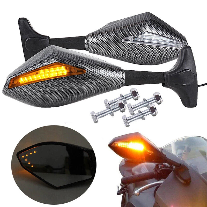 2 x Motorcycle Rearview Mirrors with LED Turn Signals for Honda CBR 600 F3 F4