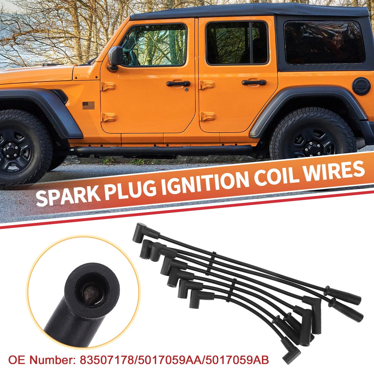 7 x Spark Plug Wire Ignition Coil Cables for Jeep Cherokee XJ (1991-1999)