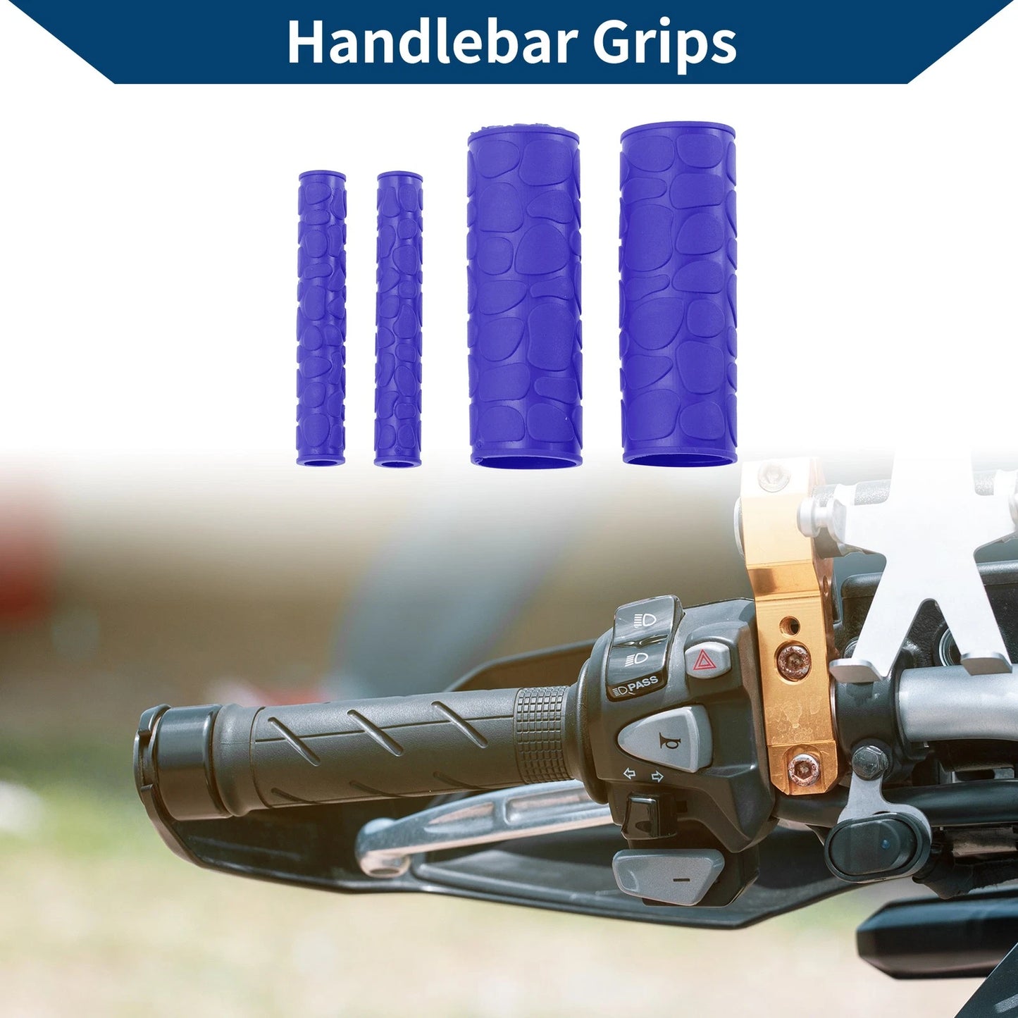 1/8" / 29mm Hand Grips Rubber Blue for Motorcycle