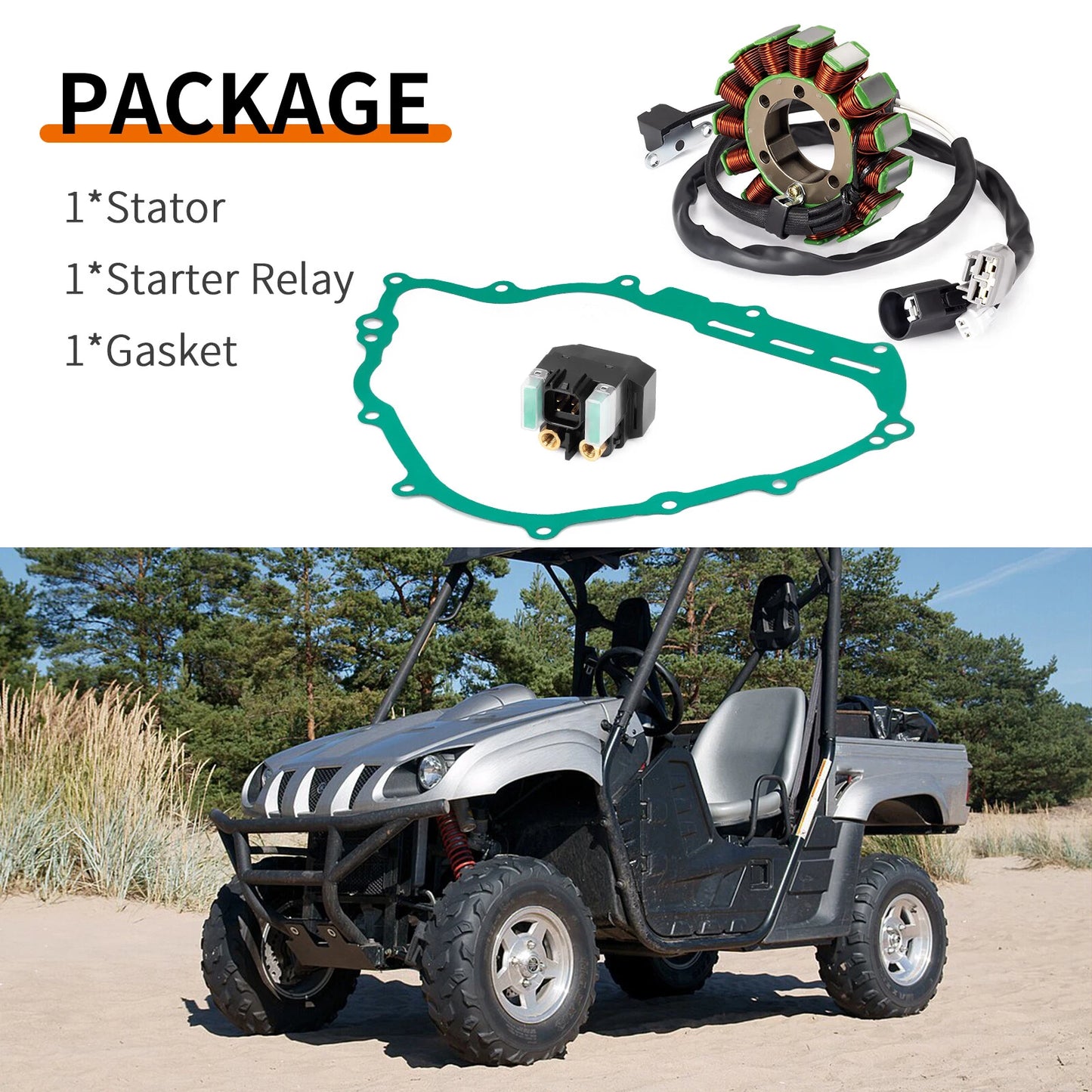 Stator & Starter Relay w/ Gasket for Yamaha Rhino 700/Viking 700 (2008-2018)