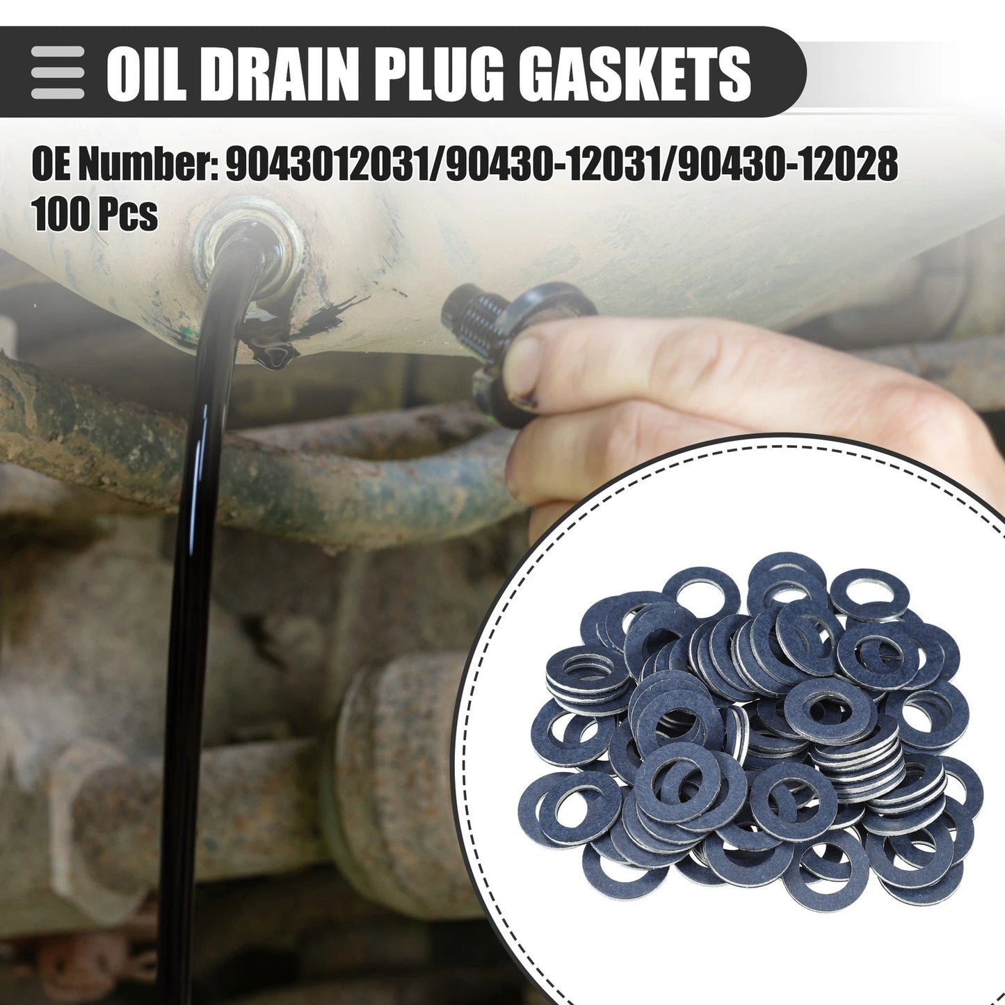 100 Pcs Car Oil Drain Plug Gaskets for Scion TC (2005–2016)