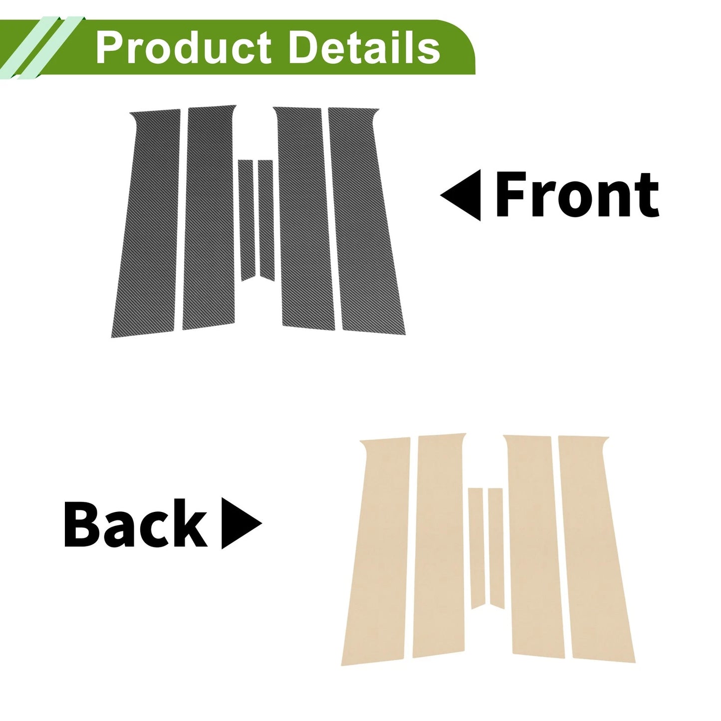 Pillar Window Trim Carbon Fiber Pattern Black for Chevy Aveo (2007 - 2011)