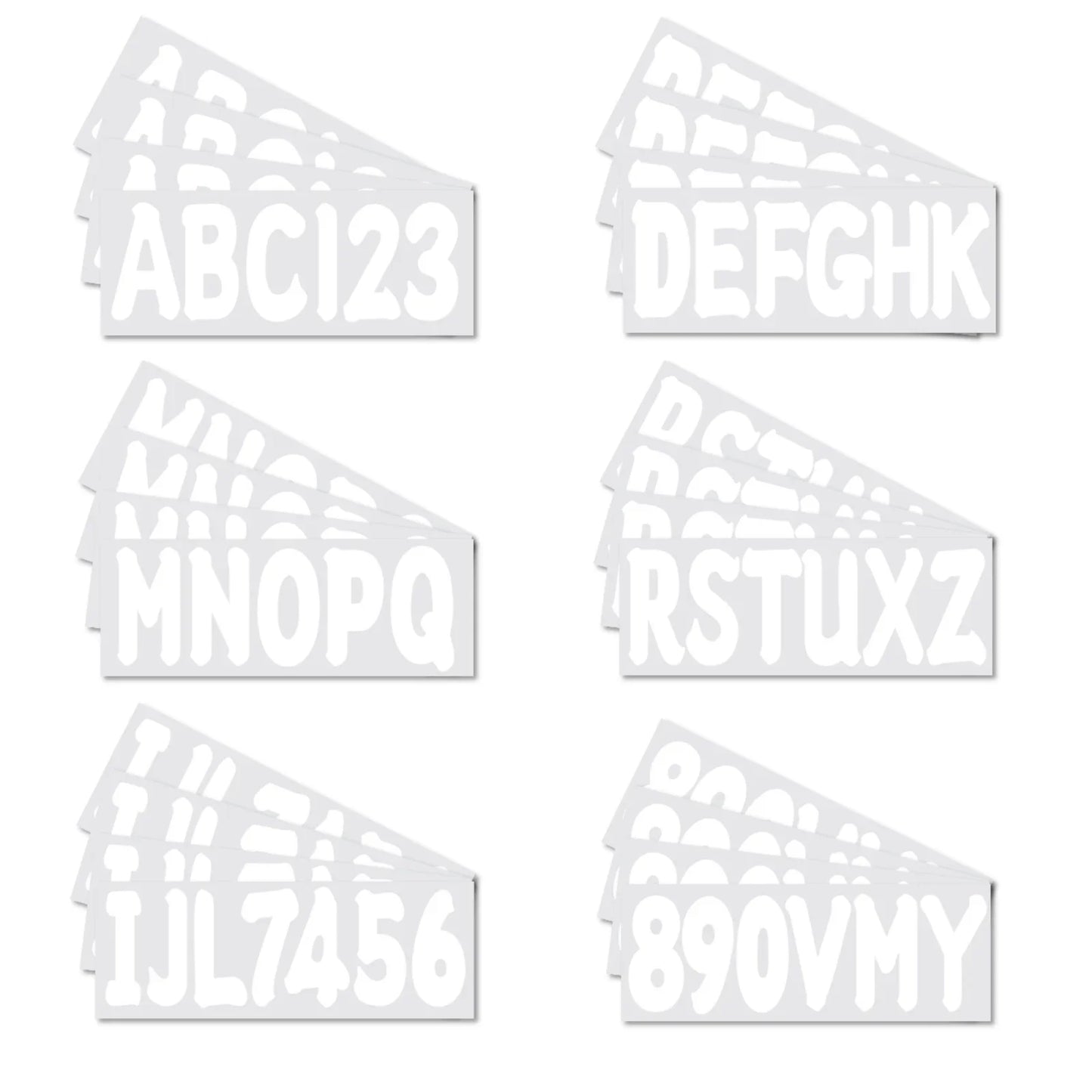 Boat Registration Decals White 4 Sets A-Z/0-9