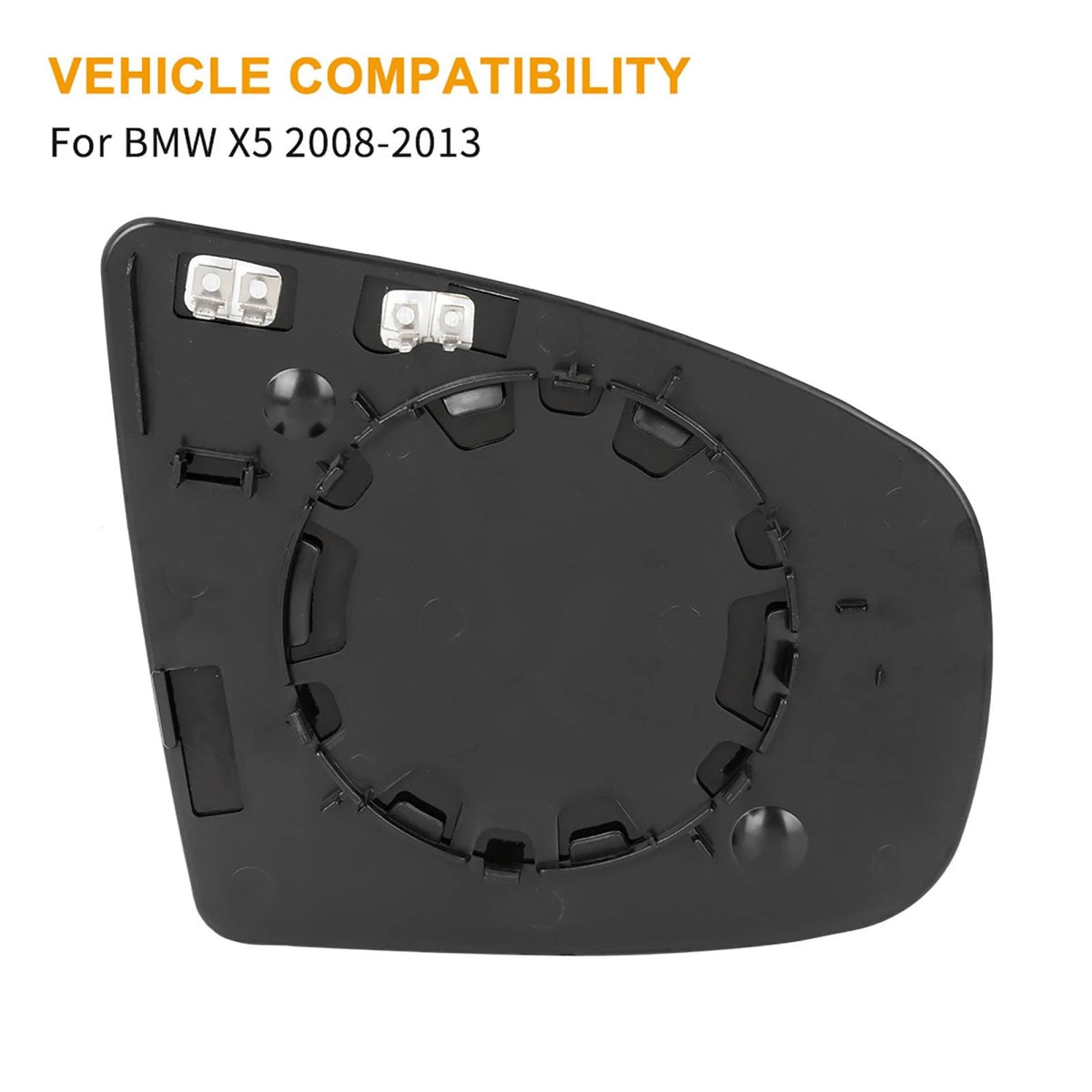 Heated Left Rearview Mirror Glass with Backing Plate for BMW X5 (2007-2013)