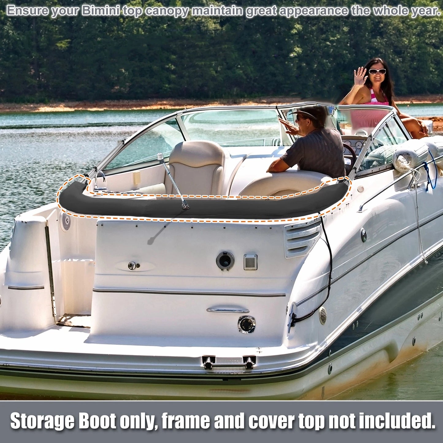 Boot Cover 85-90 W for Boat Universal Bimini Top