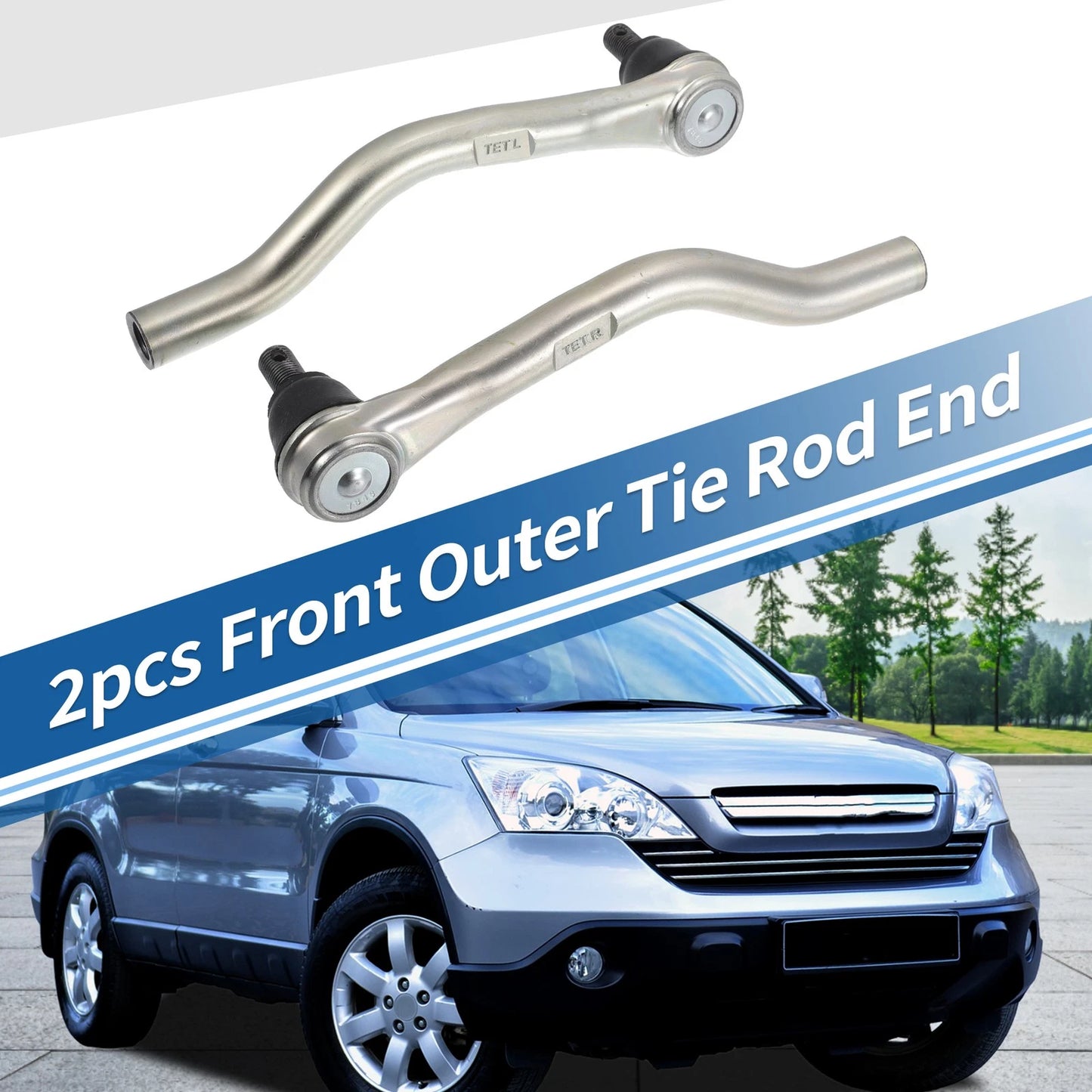 2 x Front Outer Tie Rod End Links for Honda Civic (2016-2021)