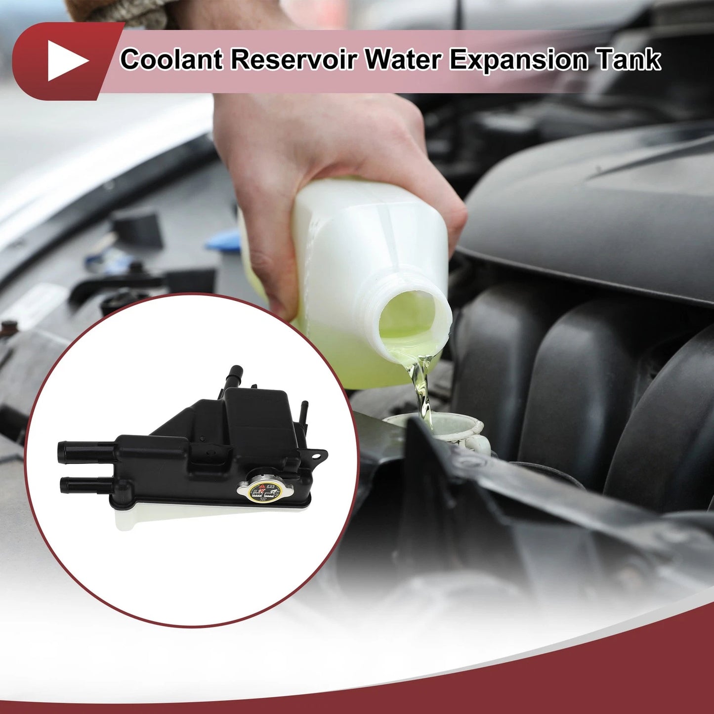 Coolant Expansion Overflow Tank w/ Cap for Ford F-250 F-350 F-450 Super Duty (2011-2023)